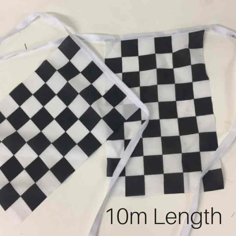 BUNTING, Grand Prix Fabric Square - Black & White Check (Assorted lengths available)